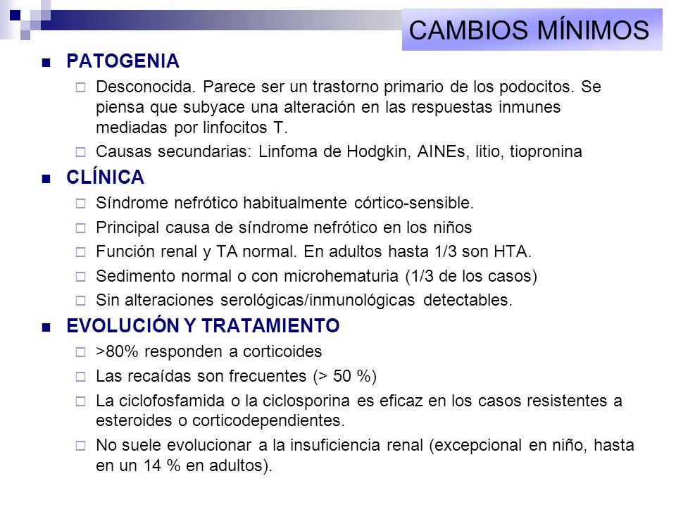 cambio mínimo enfermedad proteinuria y diabetes